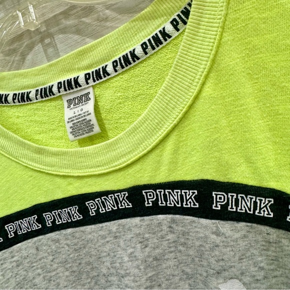PINK victorias secret long sleeve lime green/ black pullover - Picture 4 of 6